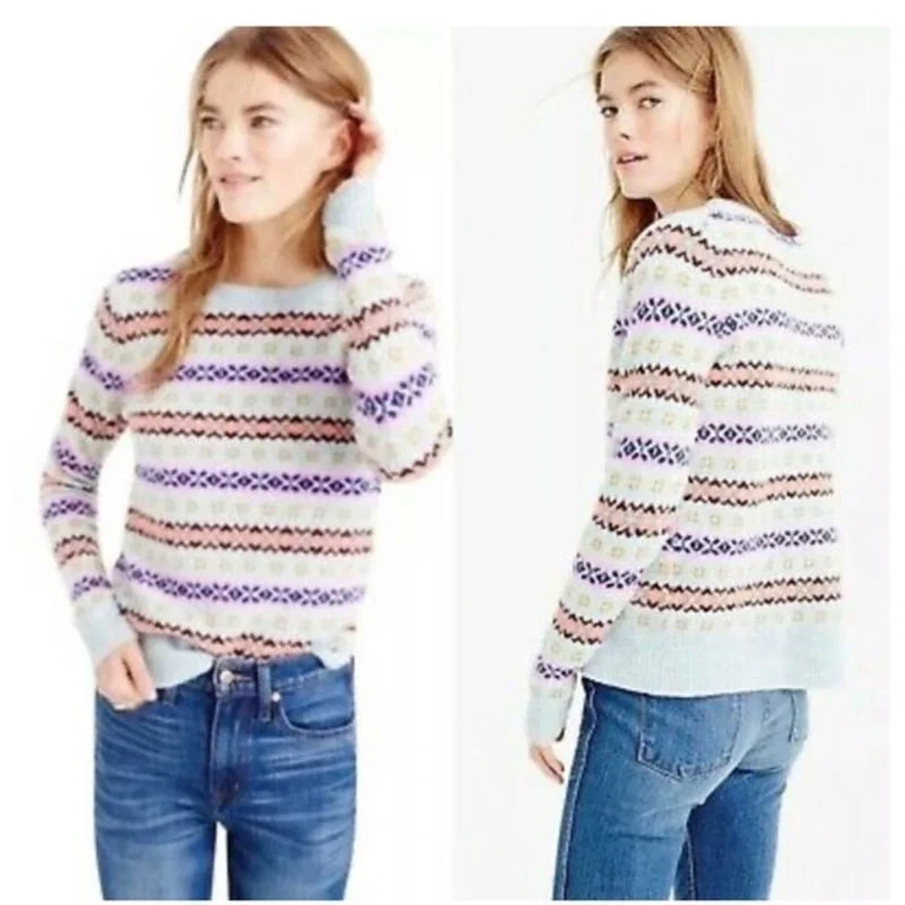J. Crew Fair Isle Lambswool Multicolor Sweater Size XS